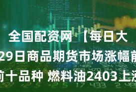 全国配资网 【每日大宗】1月29日商品期货市场涨幅前十品种 燃料油2403上涨3.28%居首