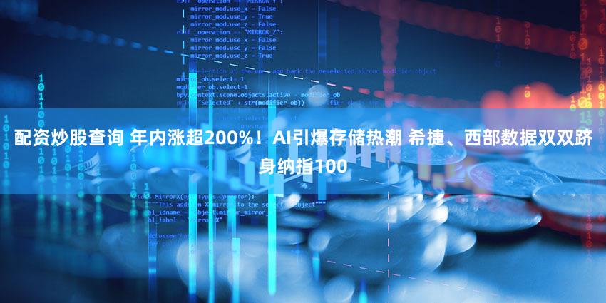 配资炒股查询 年内涨超200%！AI引爆存储热潮 希捷、西部数据双双跻身纳指100